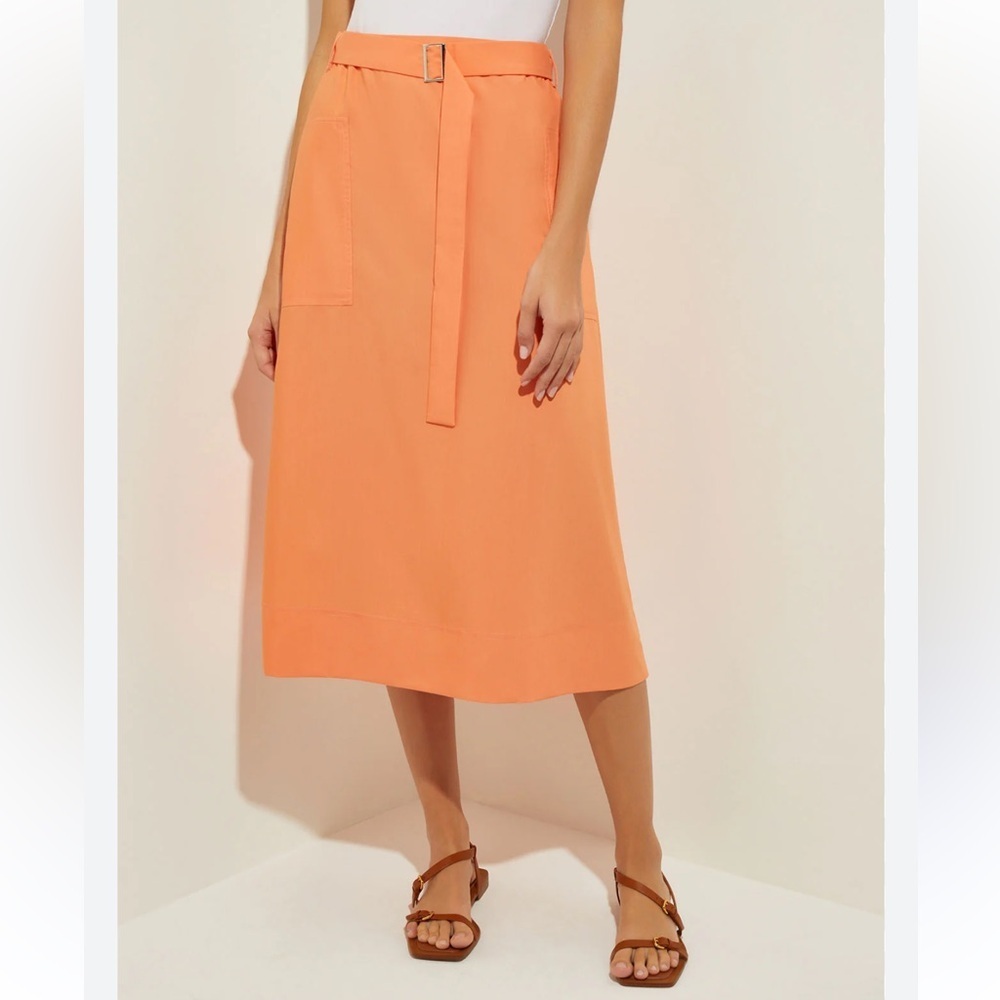 Misook Pocketed Poplin A Line MIDI Skirt NWT